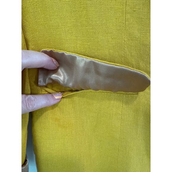 Unique21 Linen Blend One Button Casual Relaxed Boyfriend Blazer Size 8 Yellow - Picture 5 of 10